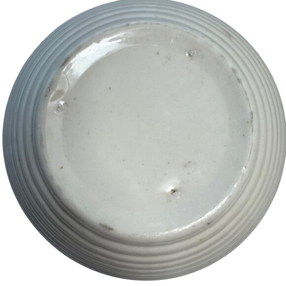 McCoy Ovenware Mixing Bowl Pink Blue Bands Striped Beehive Pottery USA 8" Vtg - Picture 4 of 16